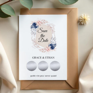Save the date – Faire part à gratter –  Douce célébration