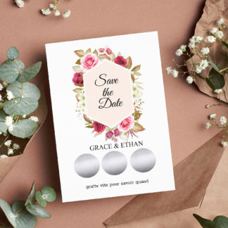 Save the date – Faire part à gratter –  Cadre romantique