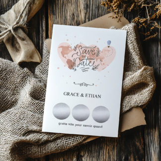 Save the date – Faire part à gratter – Voyage autour du monde