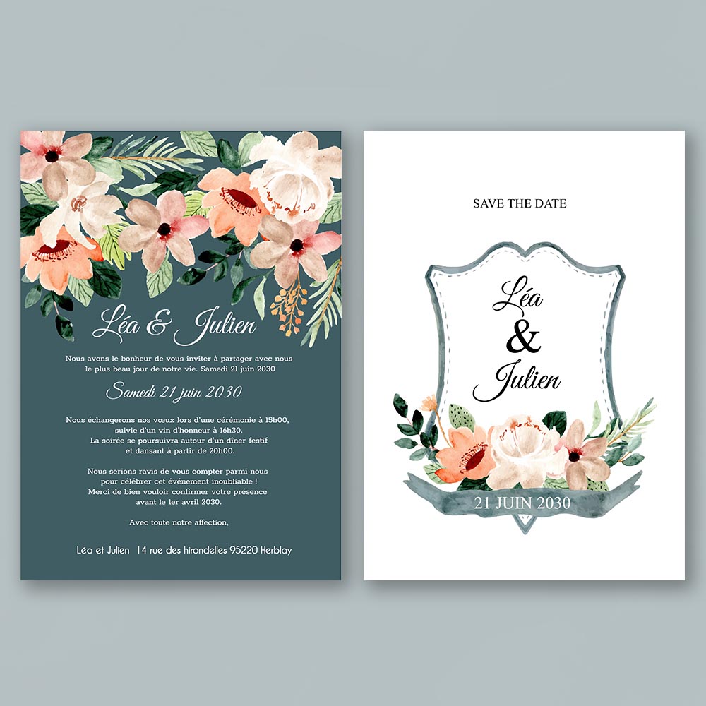 Faire-part de mariage - Harmonie florale – Image 3
