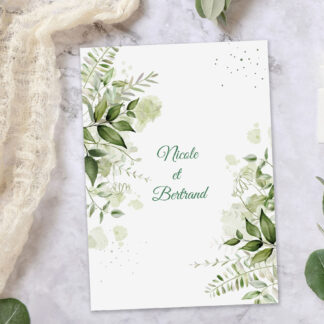faire-part-de mariage avec branches vertes